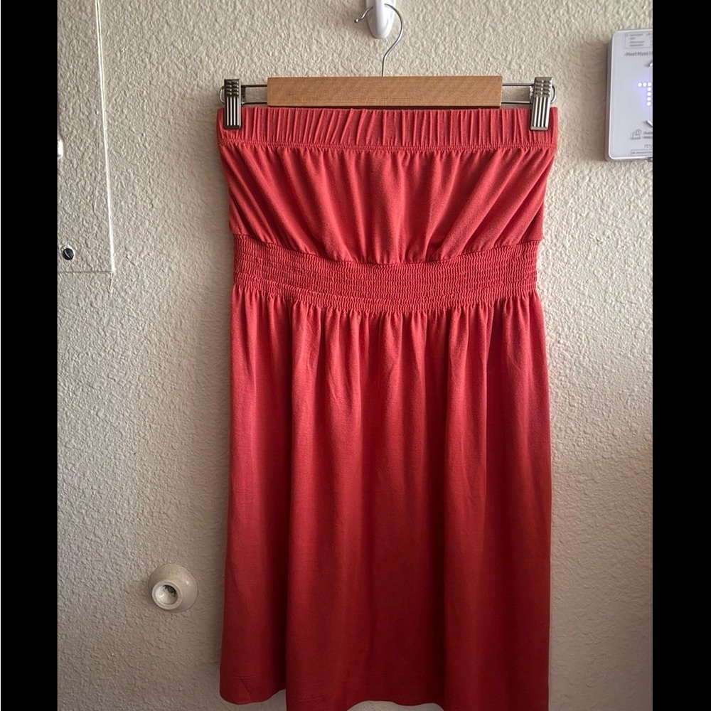 Forever 21 y2k boho vintage strapless rust orange smocked tube dress